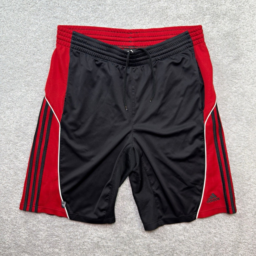 Adidas ClimaCool Basketball Shorts Men's Small Black Red 3 Stripes Mesh Athletic